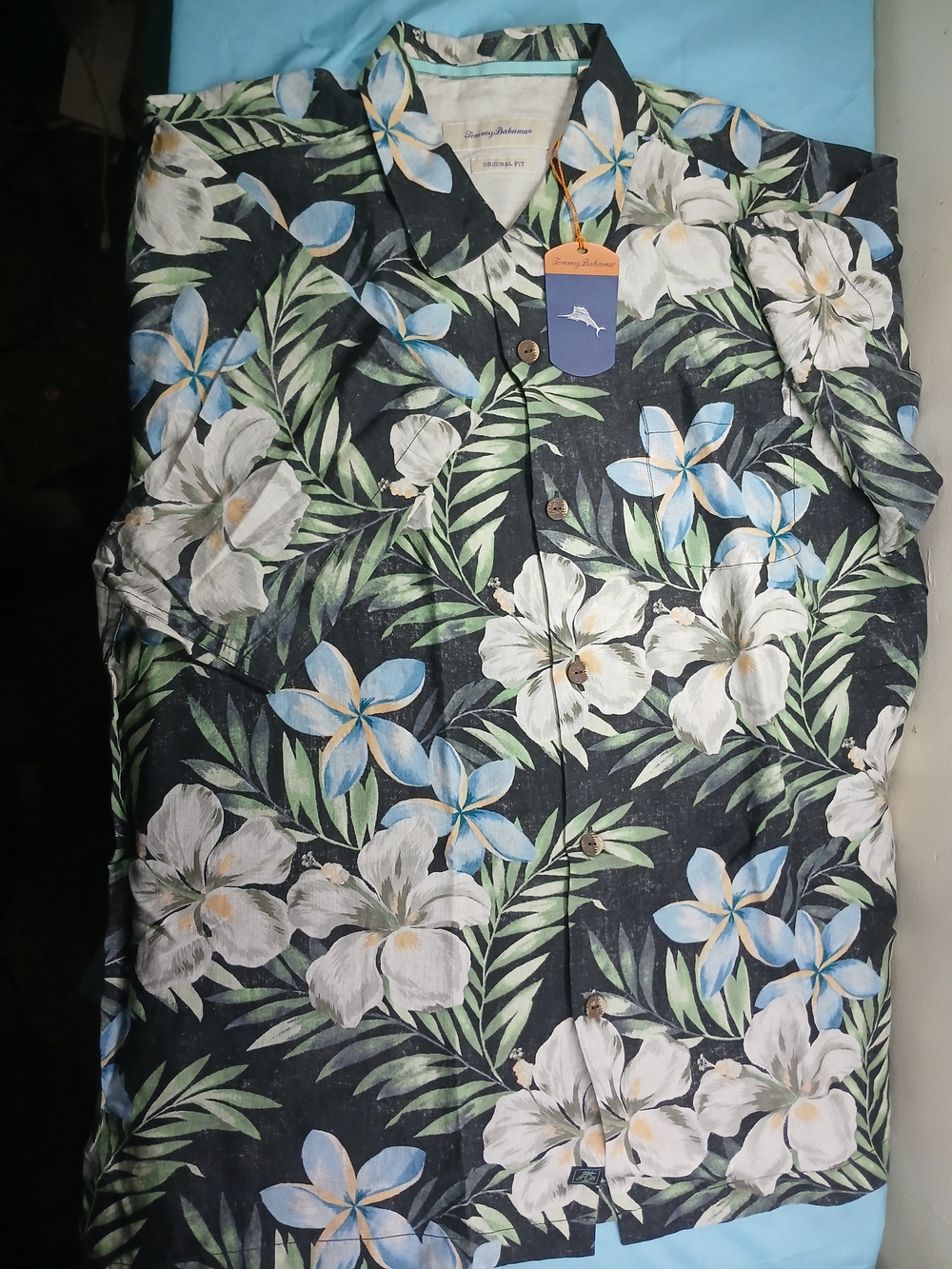 Tommy Bahama Black Floral Camp Shirt